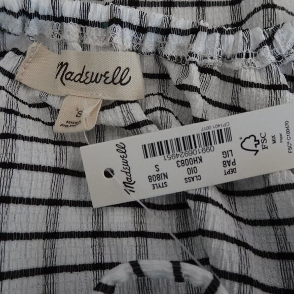 Madewell Omaha Tiered Top Women's Size S Black White Gingham Square Neck - Picture 8 of 9